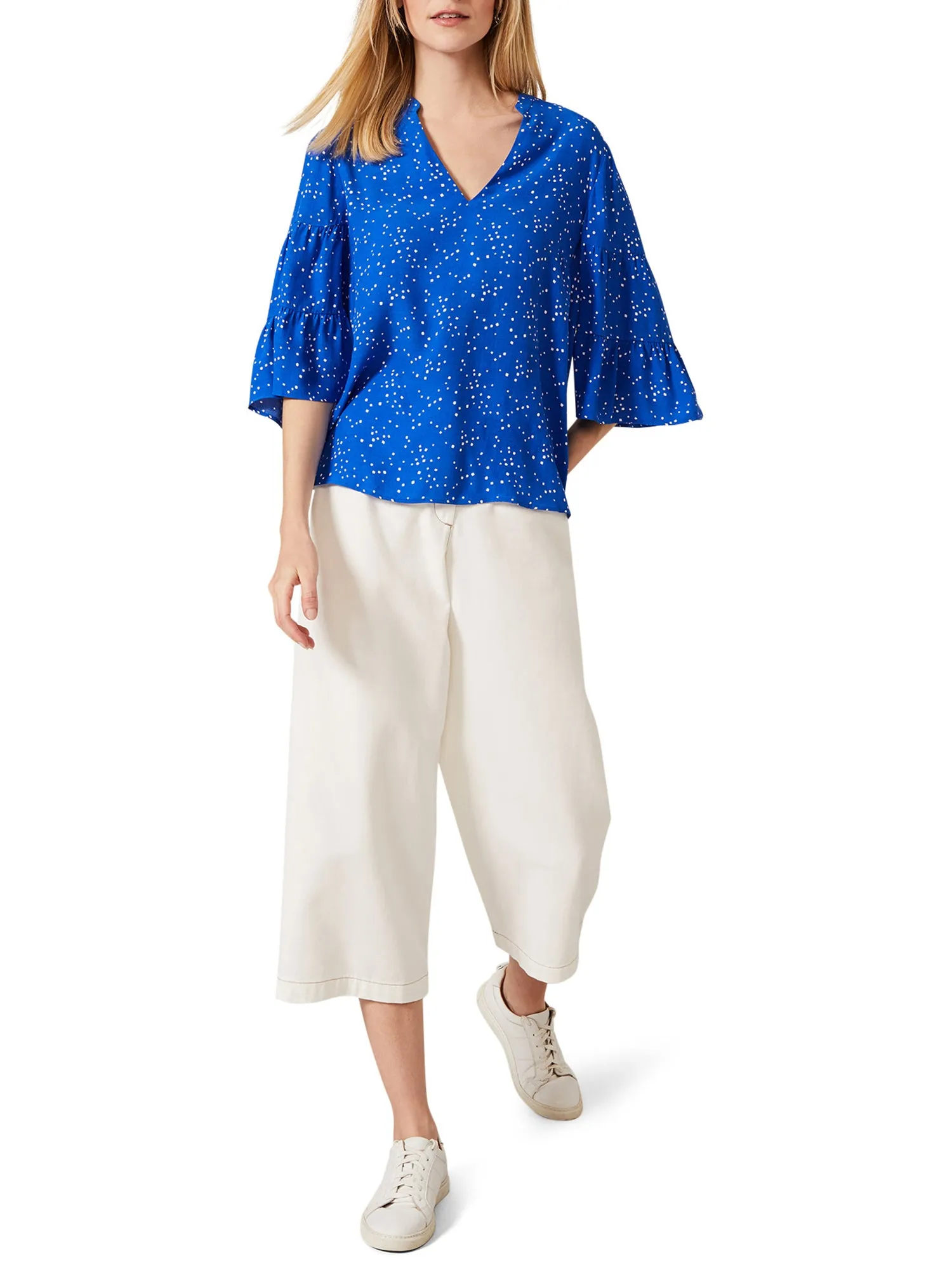 Marla Spot Tiered Sleeve Blouse