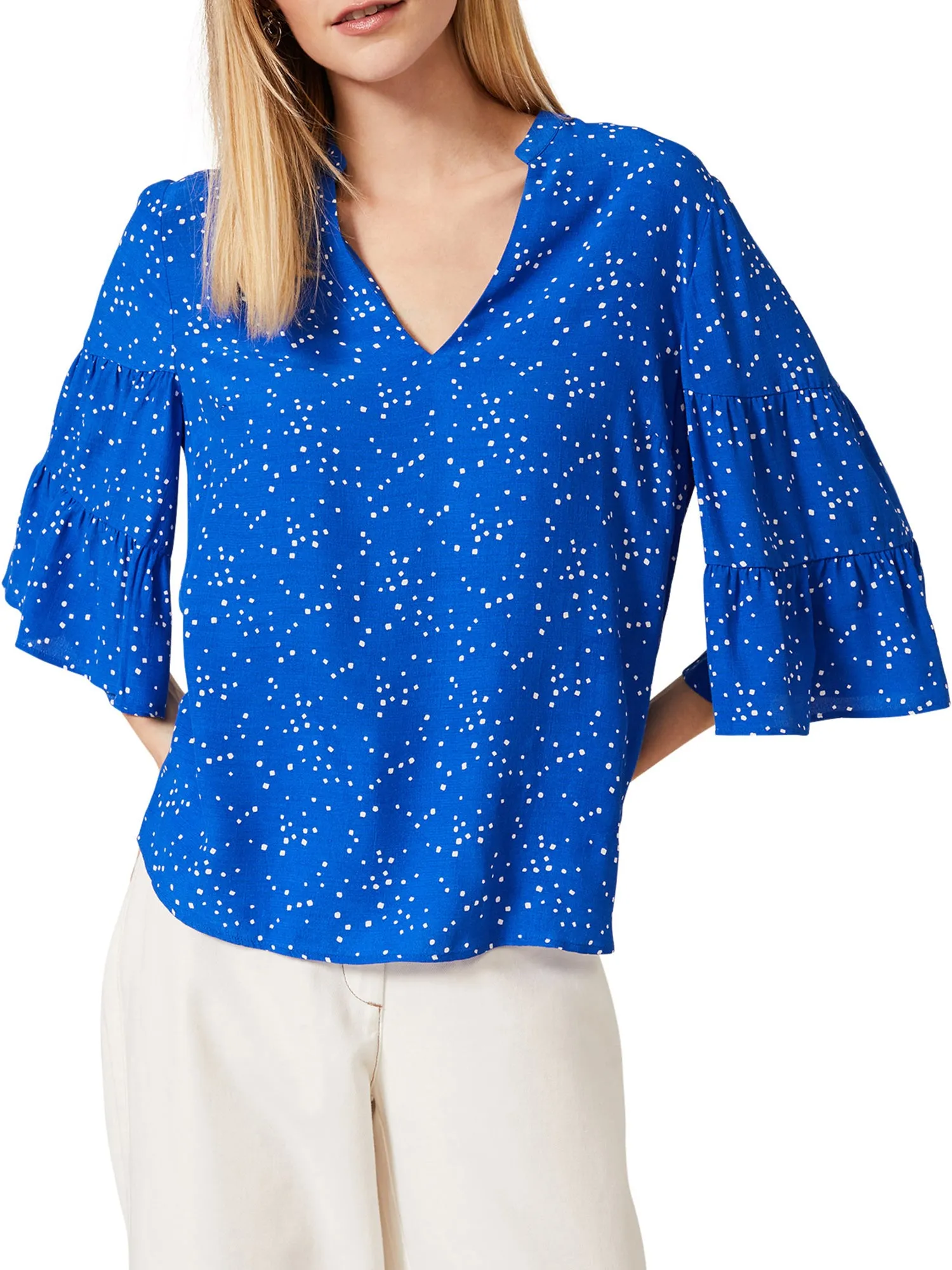 Marla Spot Tiered Sleeve Blouse