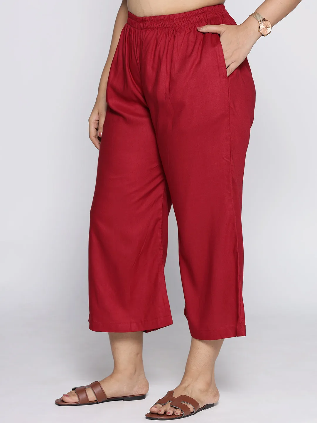 Maroon Rayon Culottes