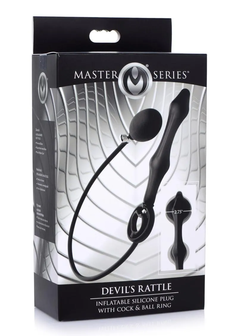 Master Series Devil's Rattle Inflatable Silicone Plug with Cock Ring