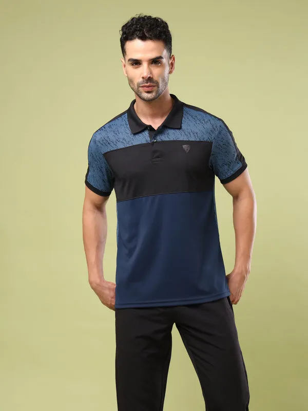 Men Colorblock Slim Fit Polo Sports T-shirt with DOUBLE COOL