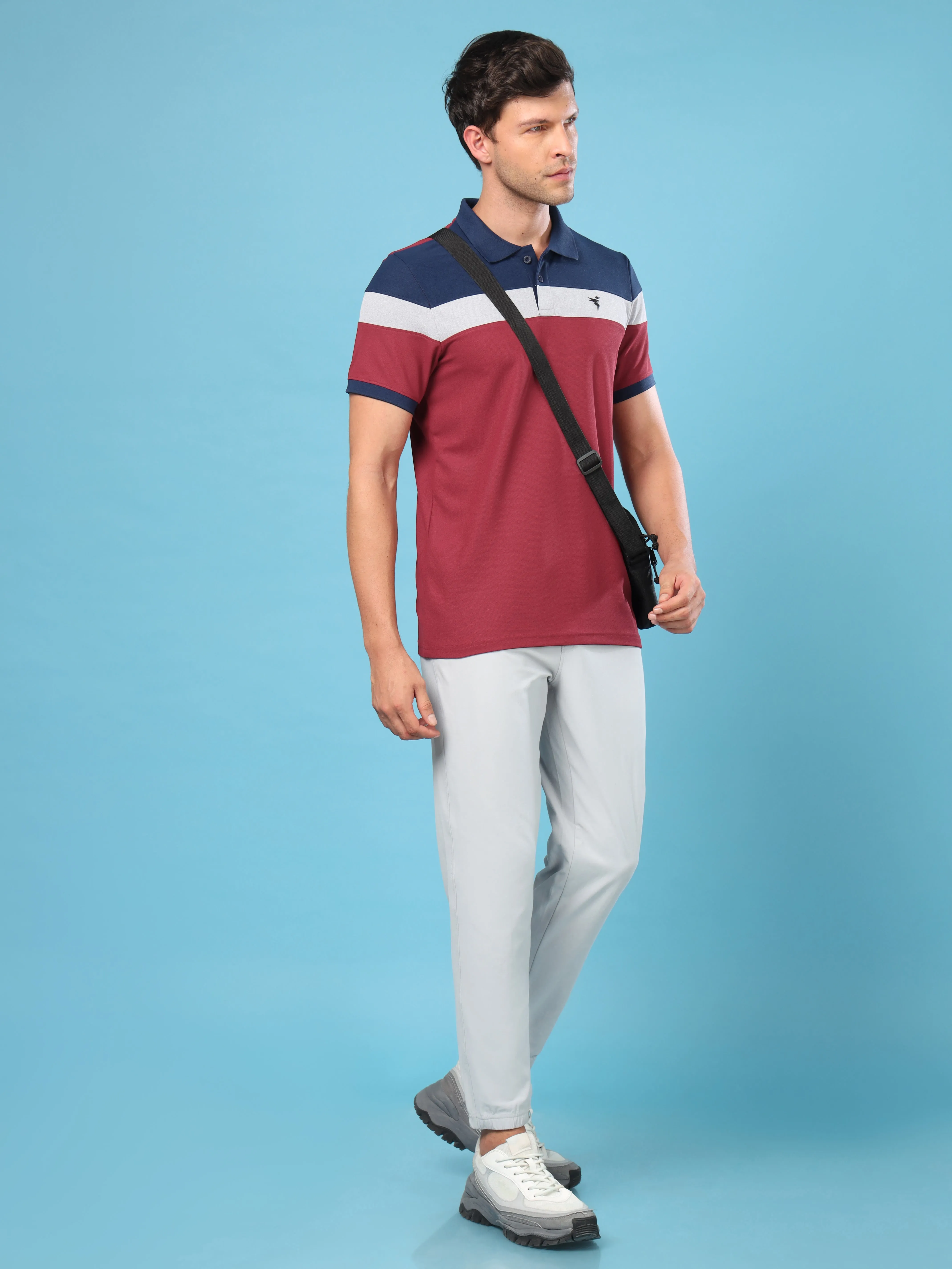 Men Colorblock Slim Fit Polo T-shirt with MATPIQ