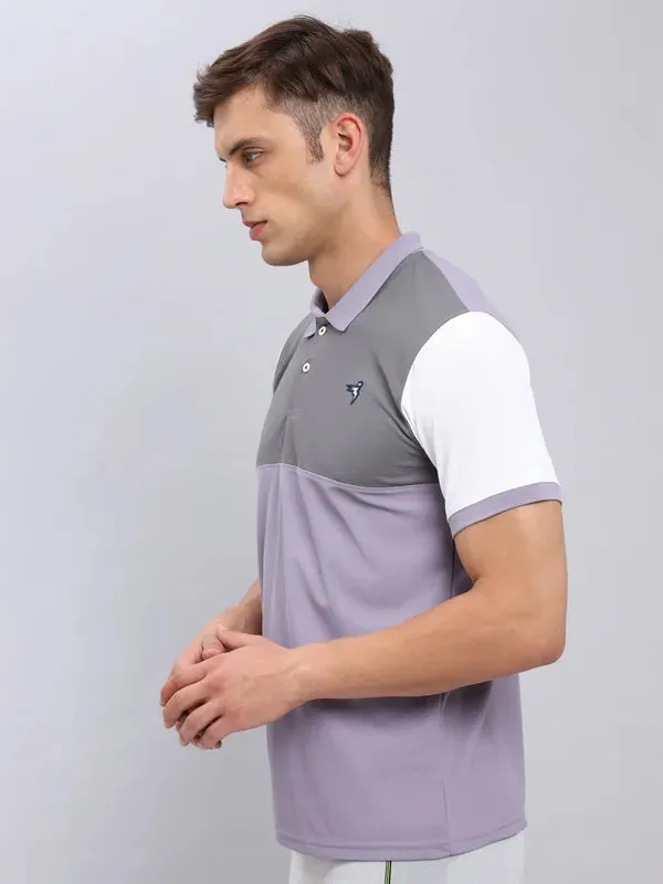 Men Colorblock Slim Fit Polo T-shirt with MATPIQ