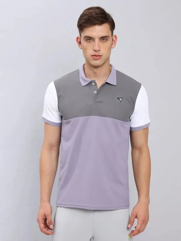 Men Colorblock Slim Fit Polo T-shirt with MATPIQ