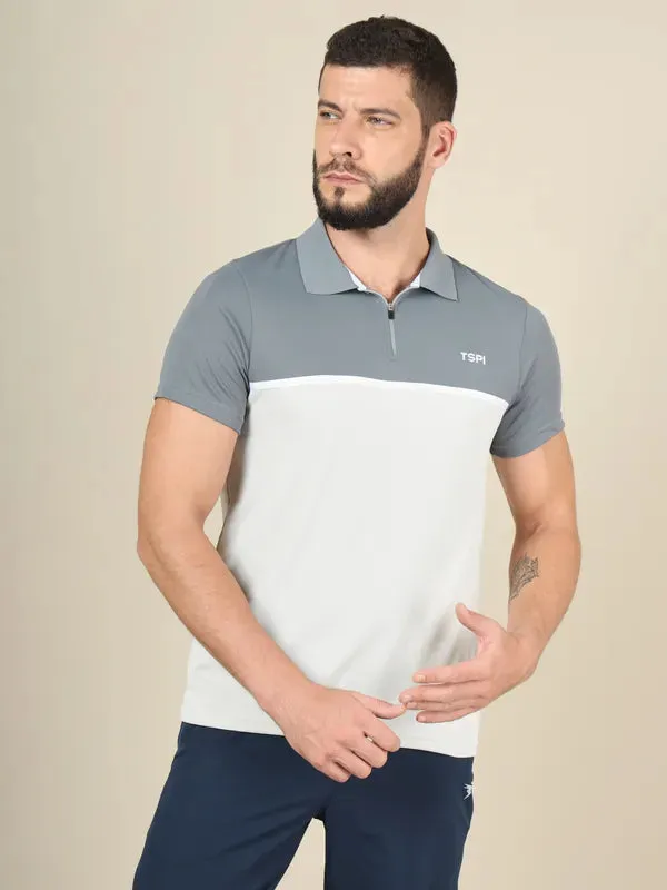 Men Colorblock Slim Fit Polo T-shirt with TECHNO COOL 