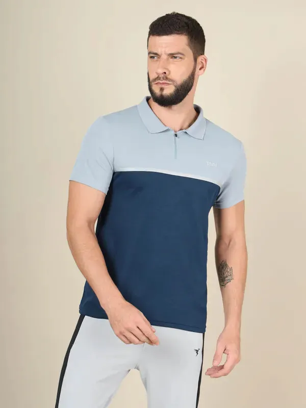 Men Colorblock Slim Fit Polo T-shirt with TECHNO COOL 