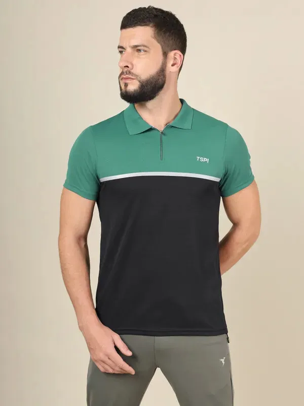 Men Colorblock Slim Fit Polo T-shirt with TECHNO COOL 