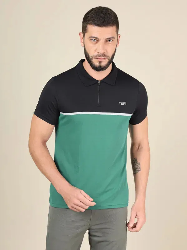 Men Colorblock Slim Fit Polo T-shirt with TECHNO COOL 