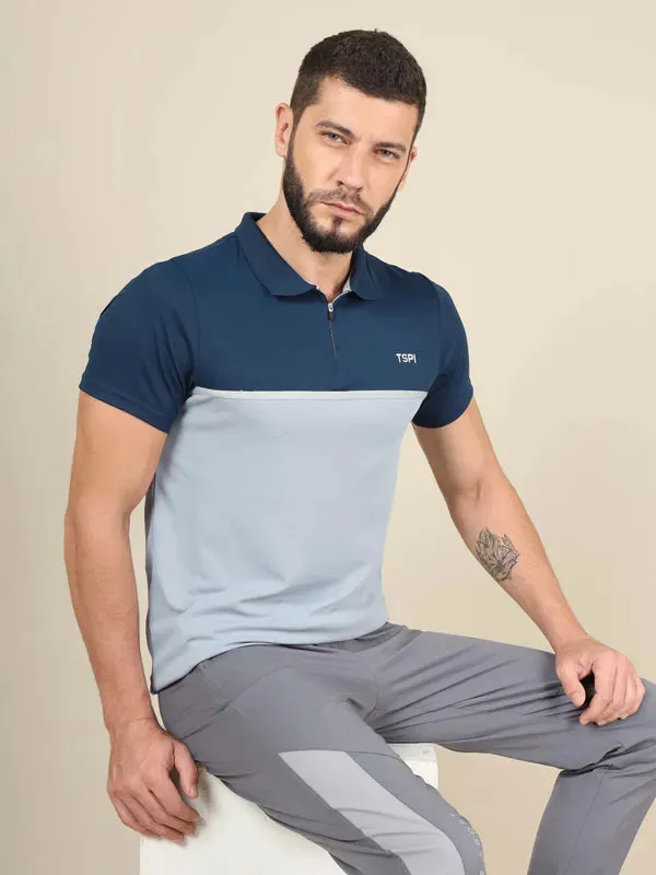 Men Colorblock Slim Fit Polo T-shirt with TECHNO COOL 