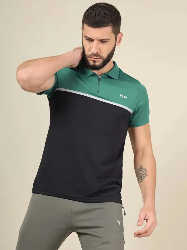 Men Colorblock Slim Fit Polo T-shirt with TECHNO COOL 