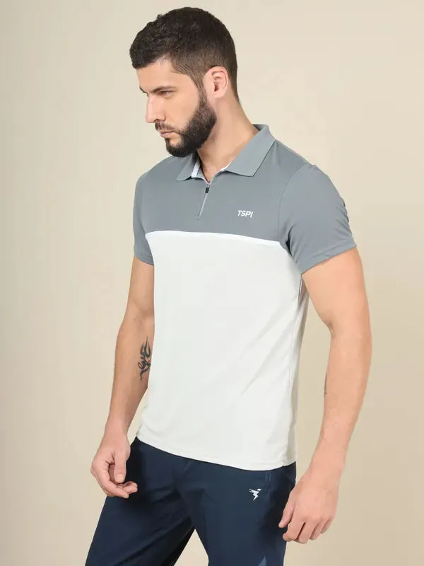 Men Colorblock Slim Fit Polo T-shirt with TECHNO COOL 