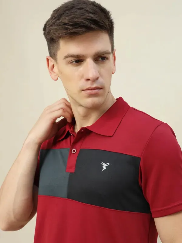 Men Colorblock Slim Fit Polo T-shirt with TECHNO COOL 