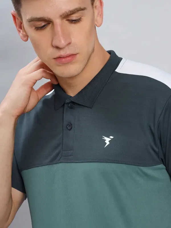 Men Colorblock Slim Fit Polo T-shirt with TECHNO COOL 