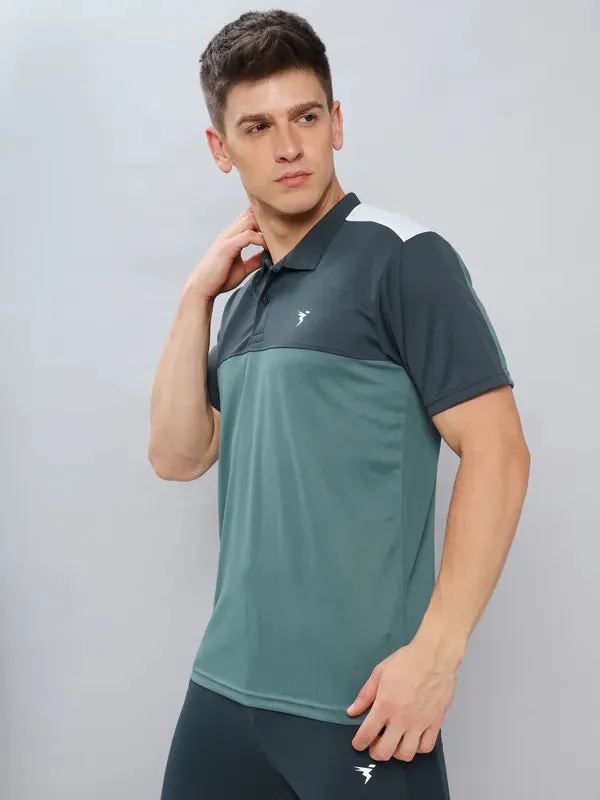 Men Colorblock Slim Fit Polo T-shirt with TECHNO COOL 