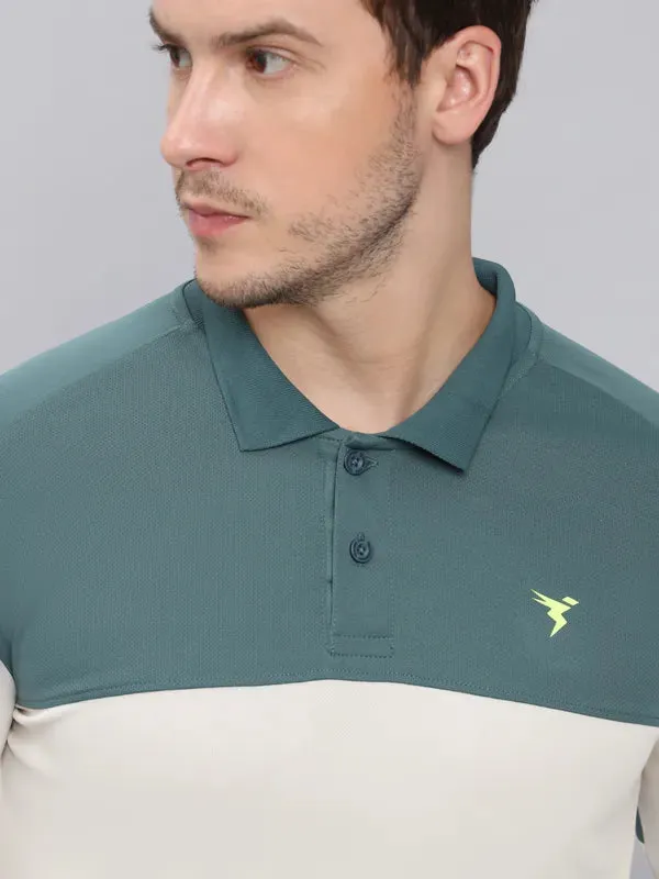 Men Colorblock Slim Fit Polo T-shirt with TECHNO COOL 