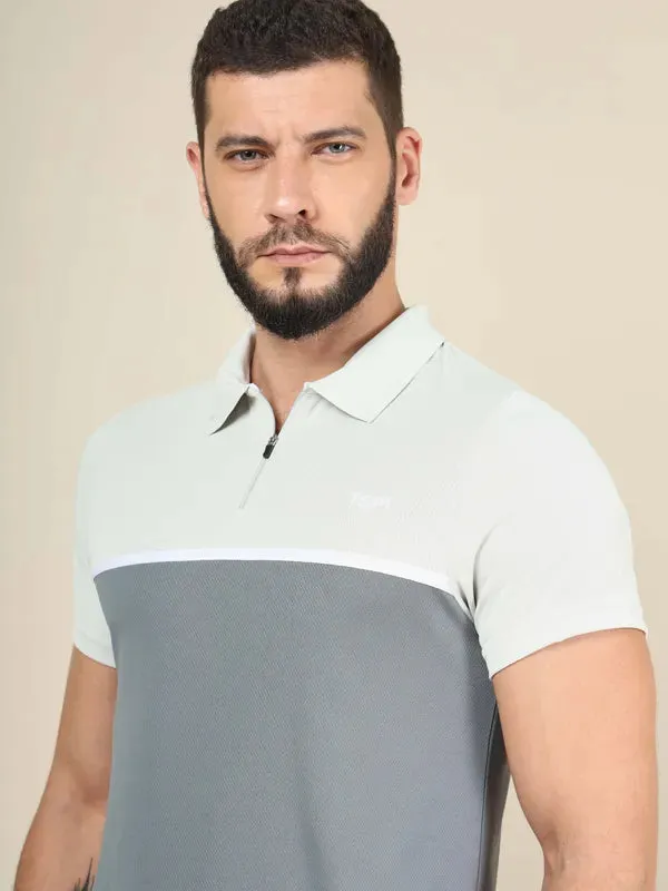 Men Colorblock Slim Fit Polo T-shirt with TECHNO COOL 