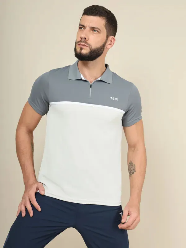 Men Colorblock Slim Fit Polo T-shirt with TECHNO COOL 