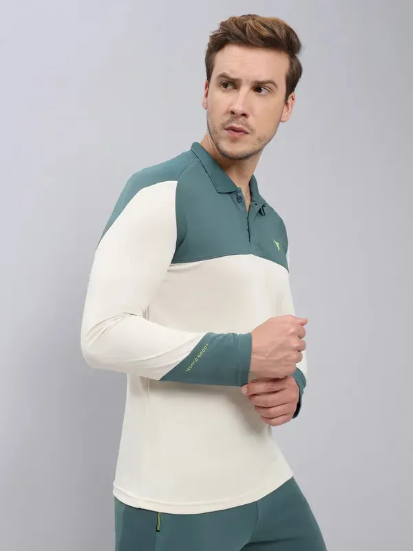 Men Colorblock Slim Fit Polo T-shirt with TECHNO COOL 