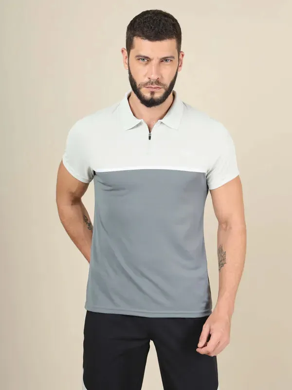 Men Colorblock Slim Fit Polo T-shirt with TECHNO COOL 