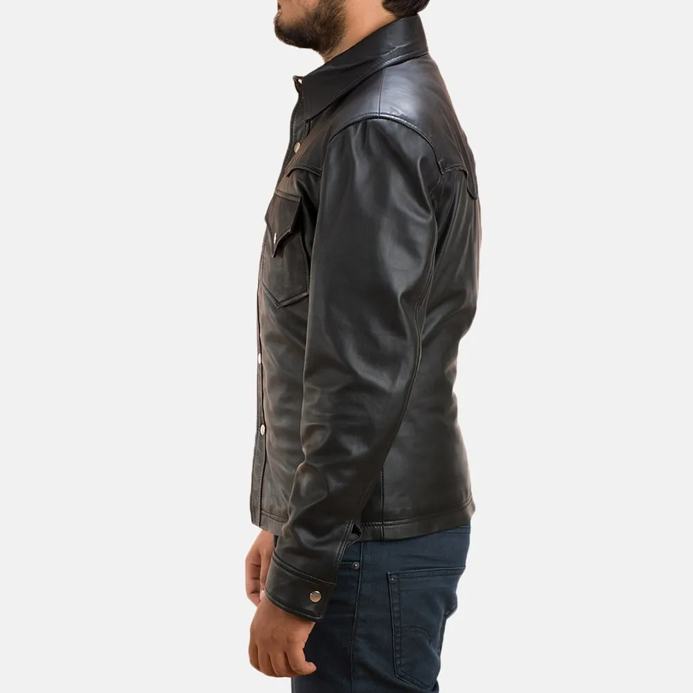 Men’s Black Classic Cowboy Leather Shirt