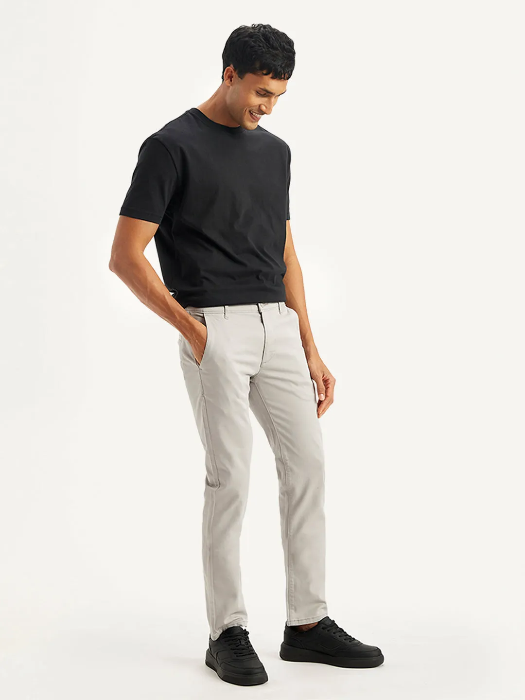 Men's Light Grey Slim Fit Chinos