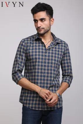 Navy Blue & White Check Shirt