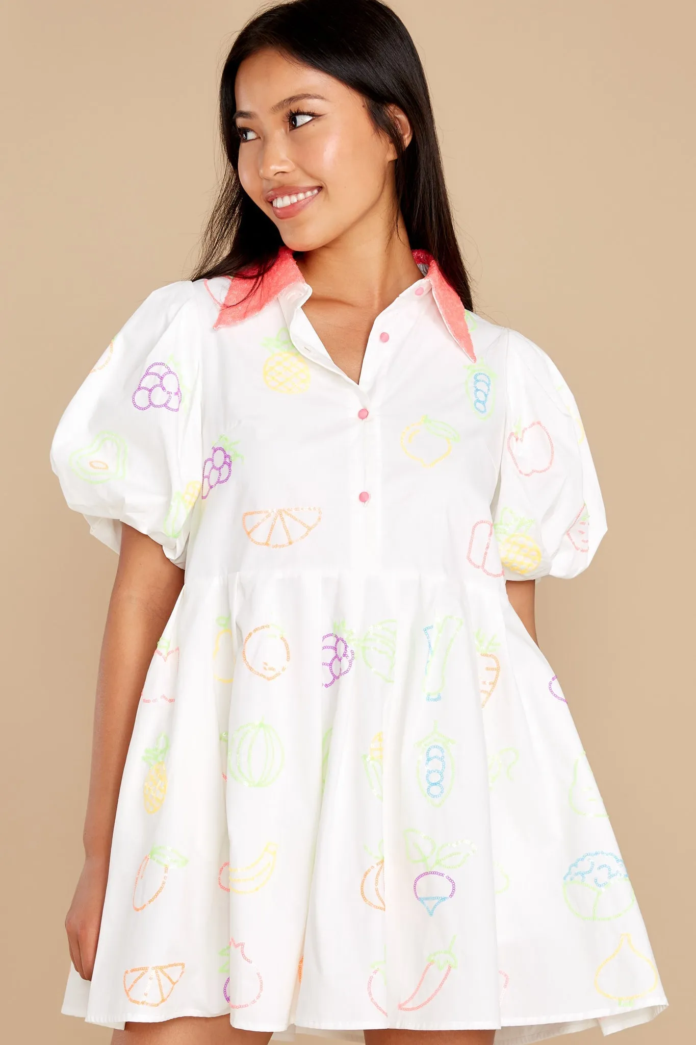 Neon White Fruit Dress