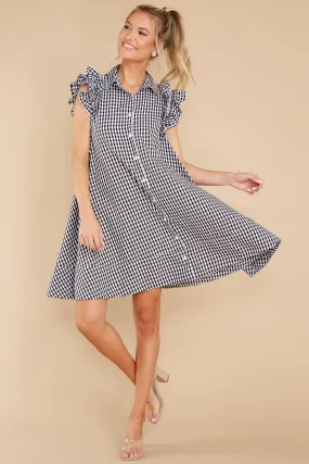 New Obsession White And Black Gingham Shirt Dress