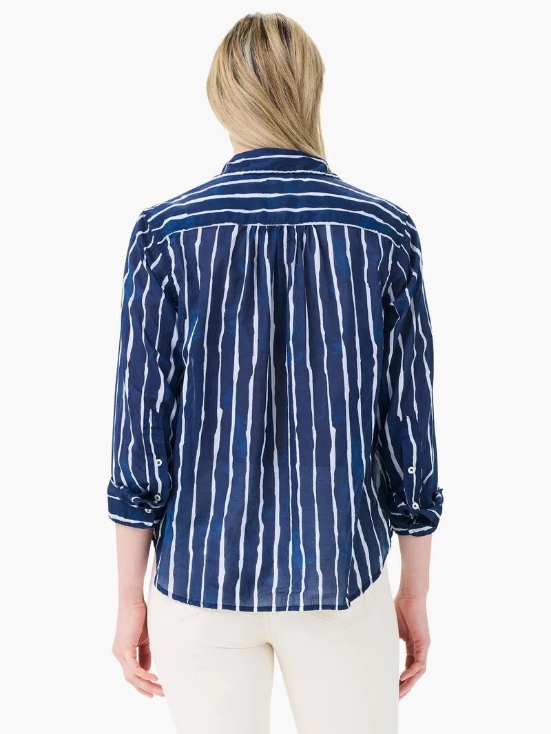 NIC ZOE M241628 Watercolor Stripe Girlfriend Shirt