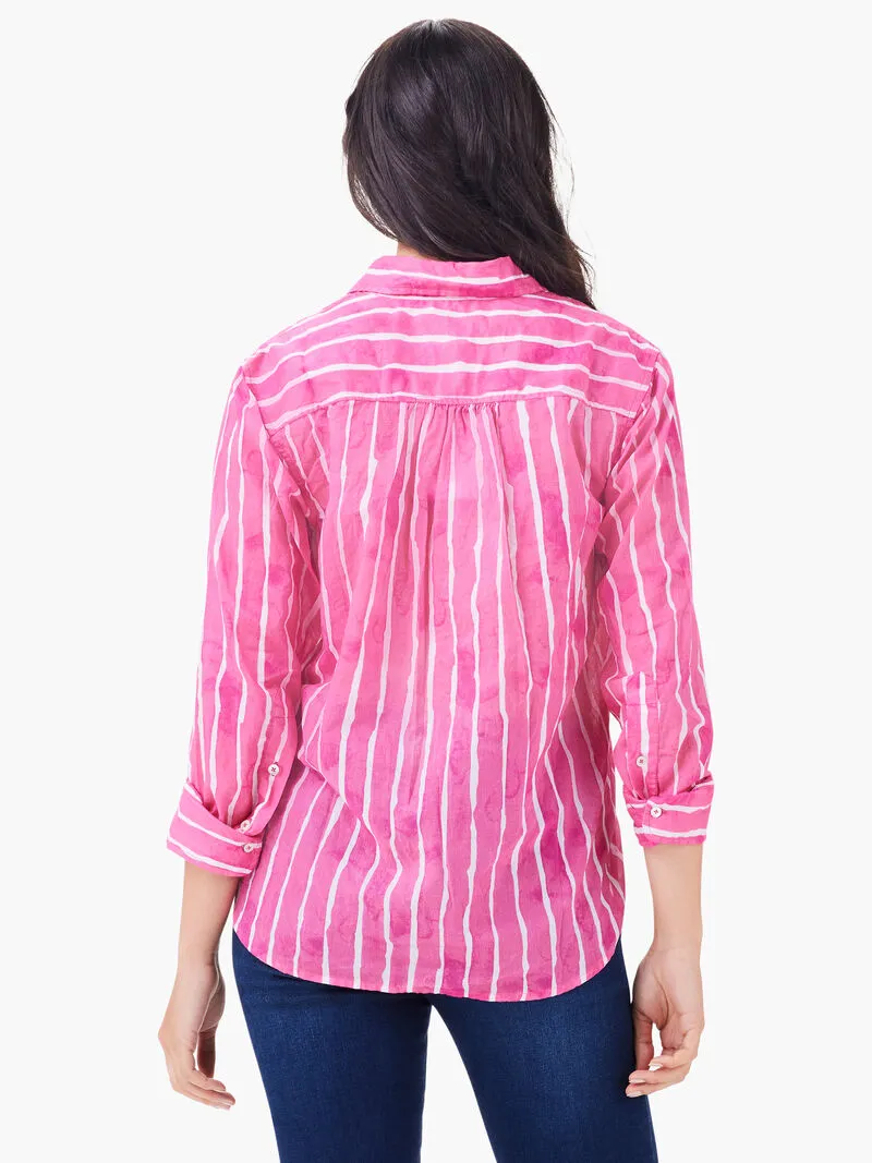 NIC ZOE M241628 Watercolor Stripe Girlfriend Shirt