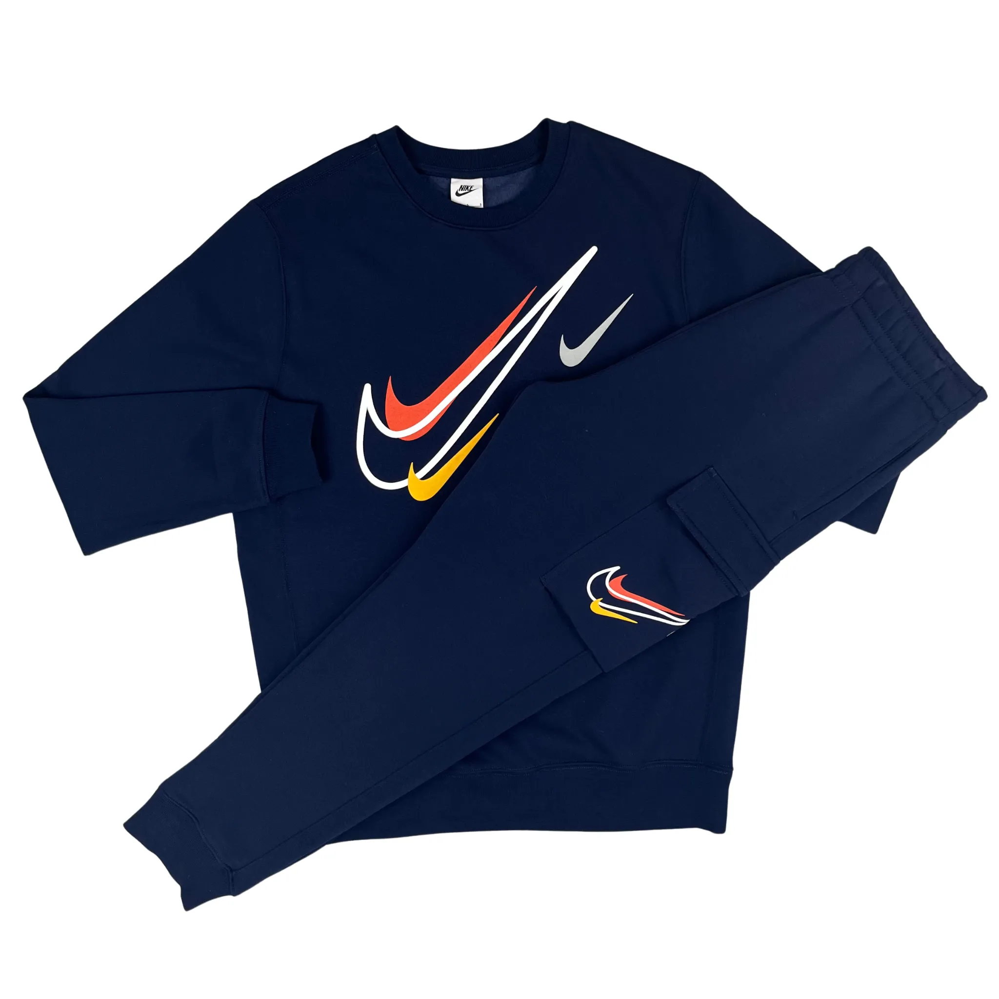 Nike Multi Swoosh Graphic Crew Tracksuit - Navy