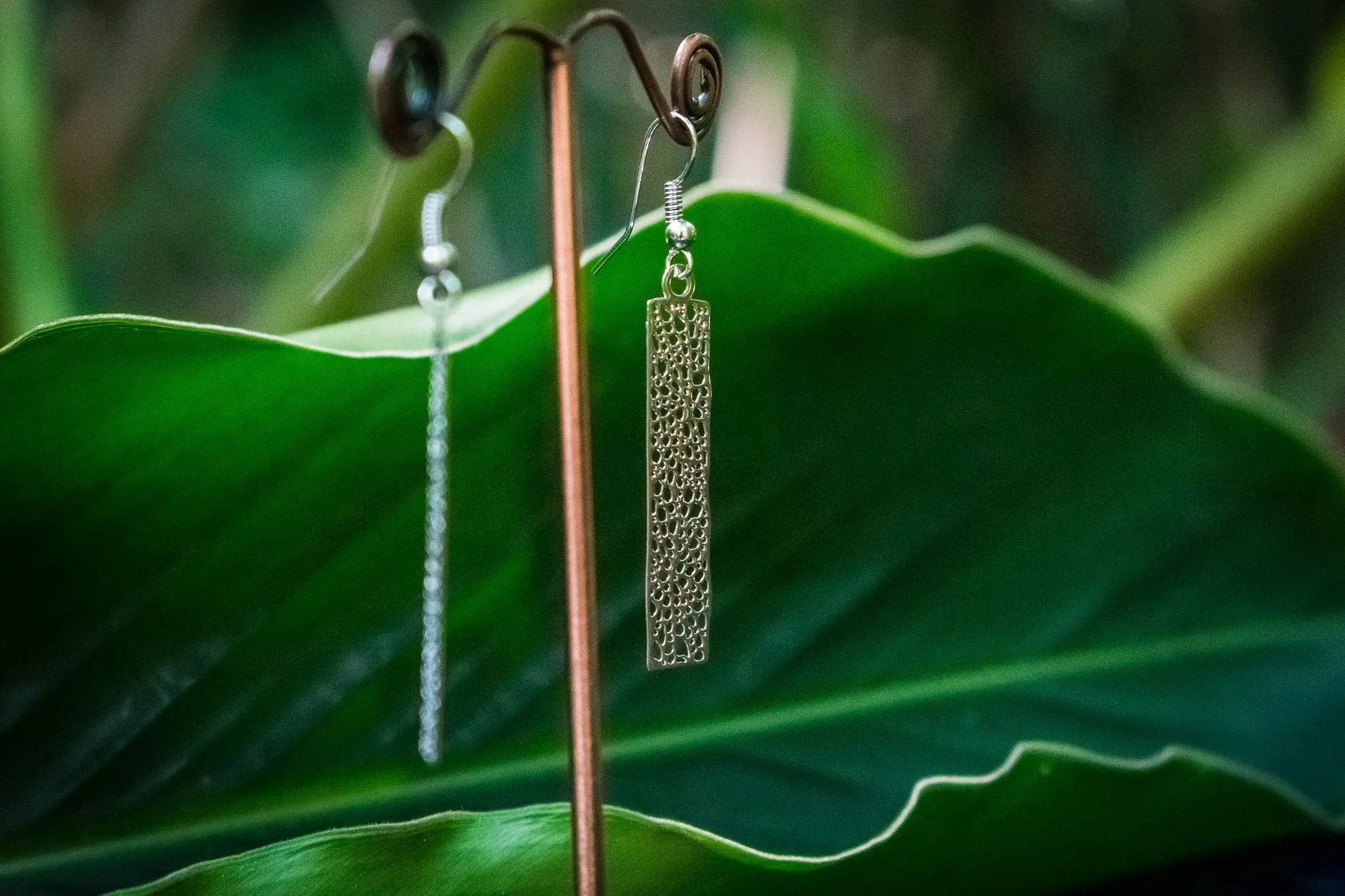 Obelisk - White Brass Earings