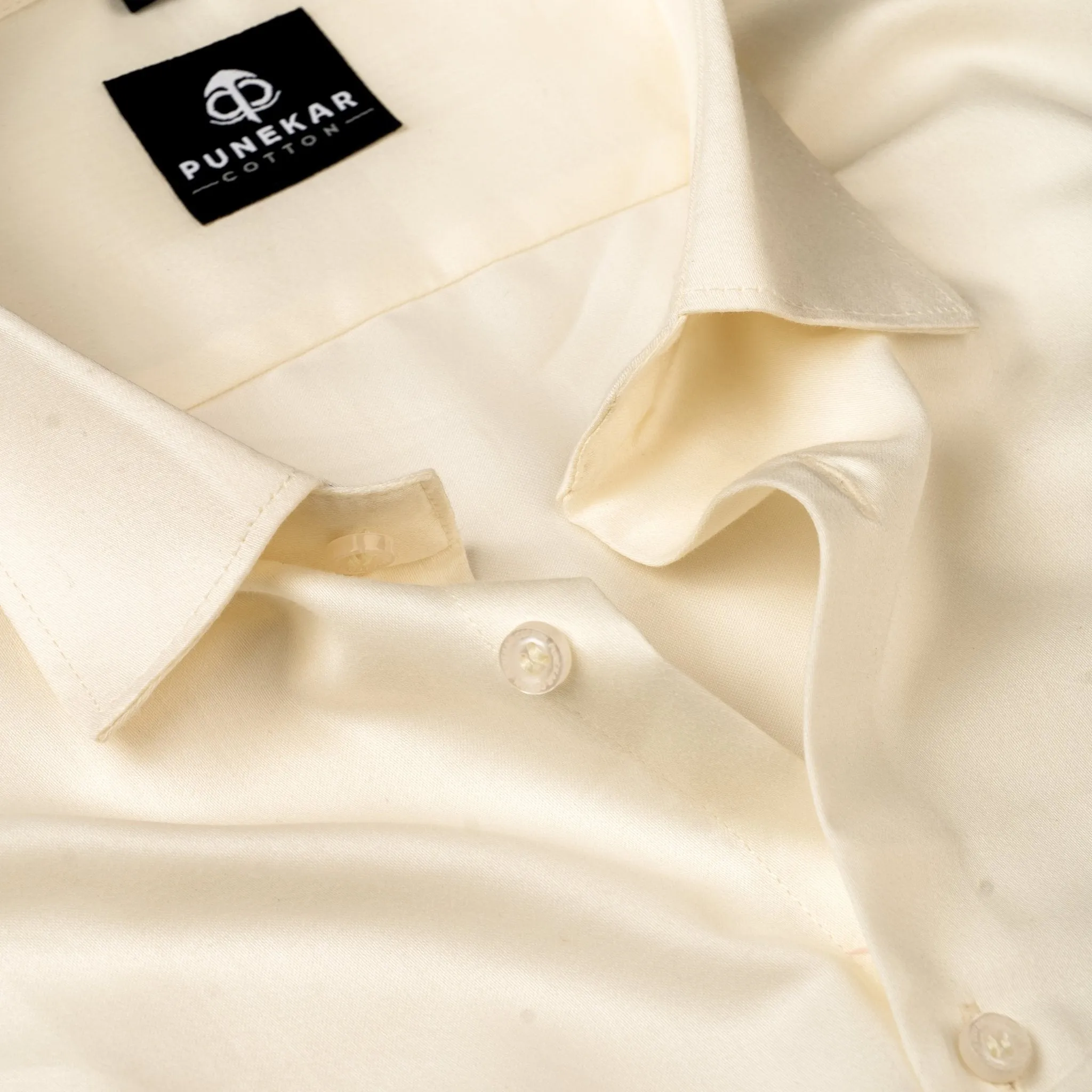 Off White Color Cotton Satin Shirt For Men