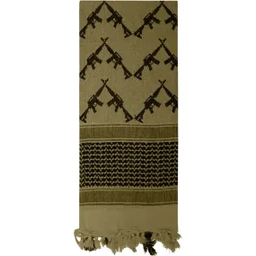 Olive Drab - Crossed Rifles Shemagh Tactical Desert Scarf