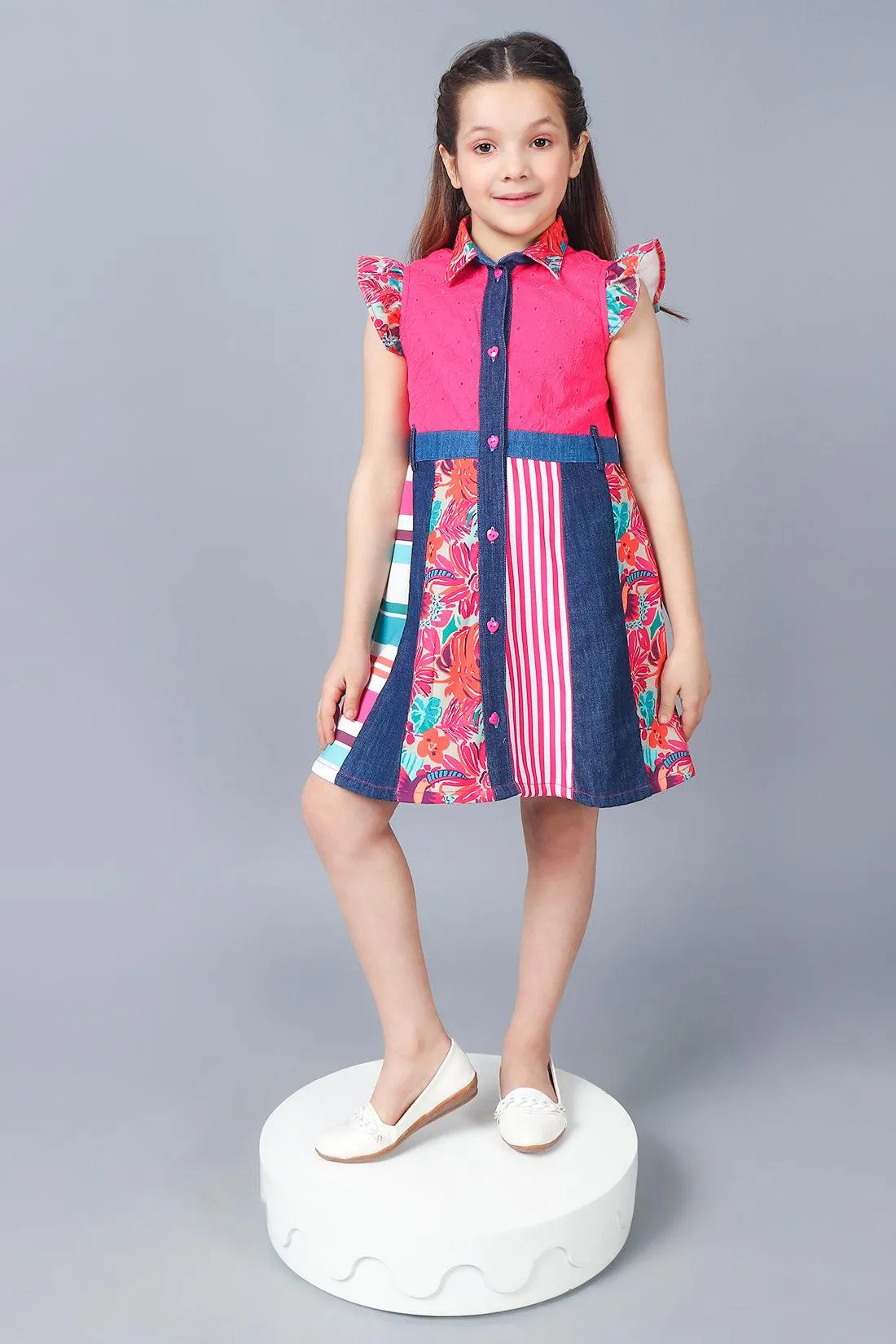 One Friday Kids Girls Prints and Patterns Pink Dress