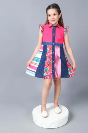 One Friday Kids Girls Prints and Patterns Pink Dress