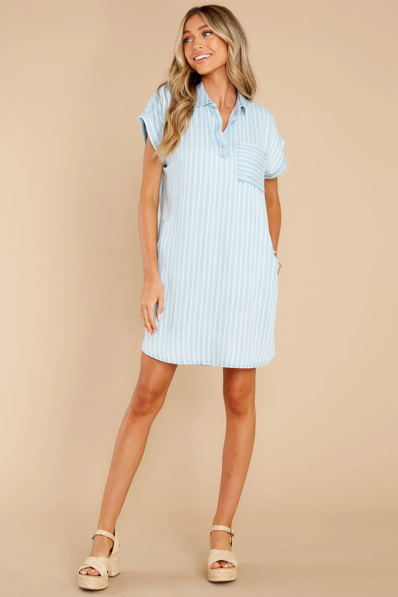 Opal Glacier Pinstripe Dress