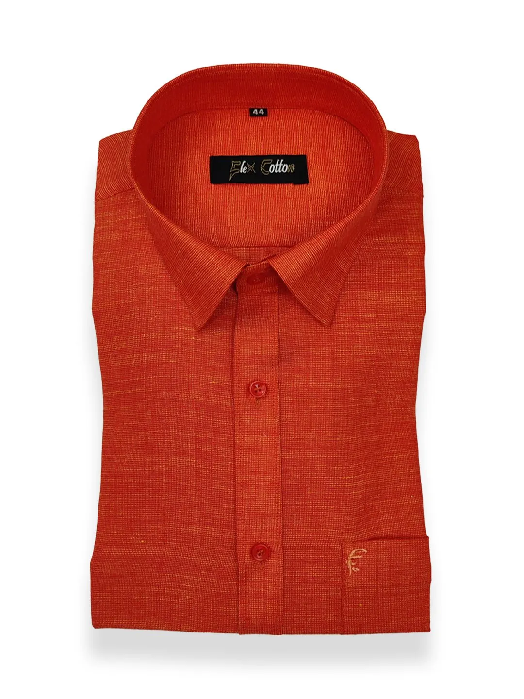 Orange Color Dual Tone Matty Cotton Shirt For Men's