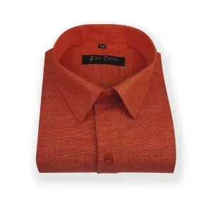 Orange Color Dual Tone Matty Cotton Shirt For Men's