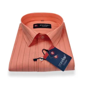 Orange Color Lining Cotton Shirt For Men