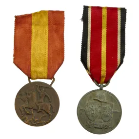 Original German & Spanish Civil War and WWII Blue Division Medal and Contingent Medal Grouping - 2 Medals