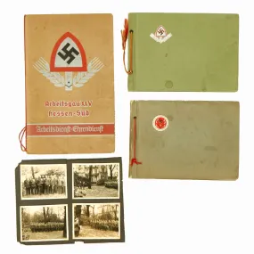 Original German WWII RAD Labor Corps Photo Album Grouping - 3 Albums   Extra Page