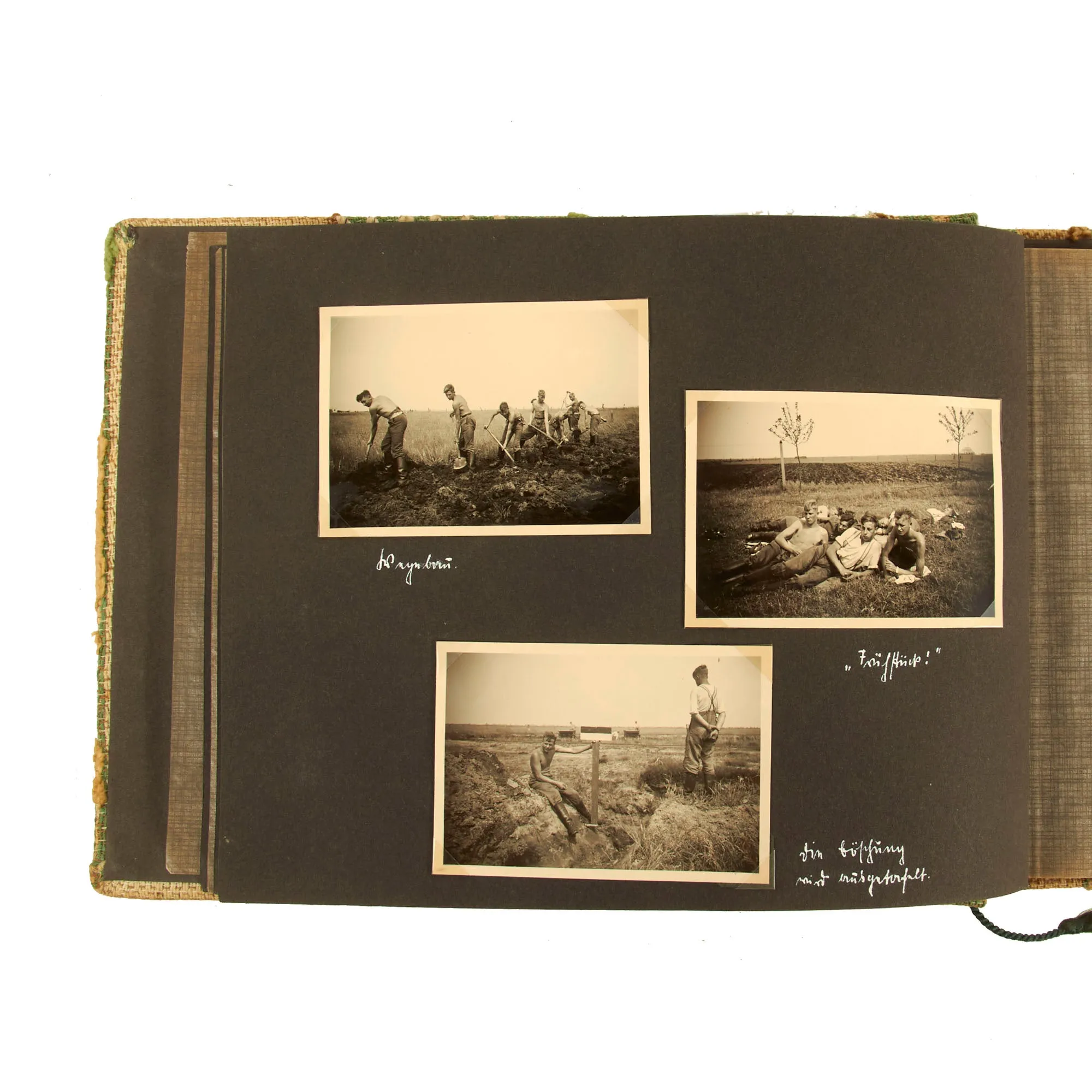 Original German WWII RAD Labor Corps Photo Album with Portrait & Membership Book - 63 Photos