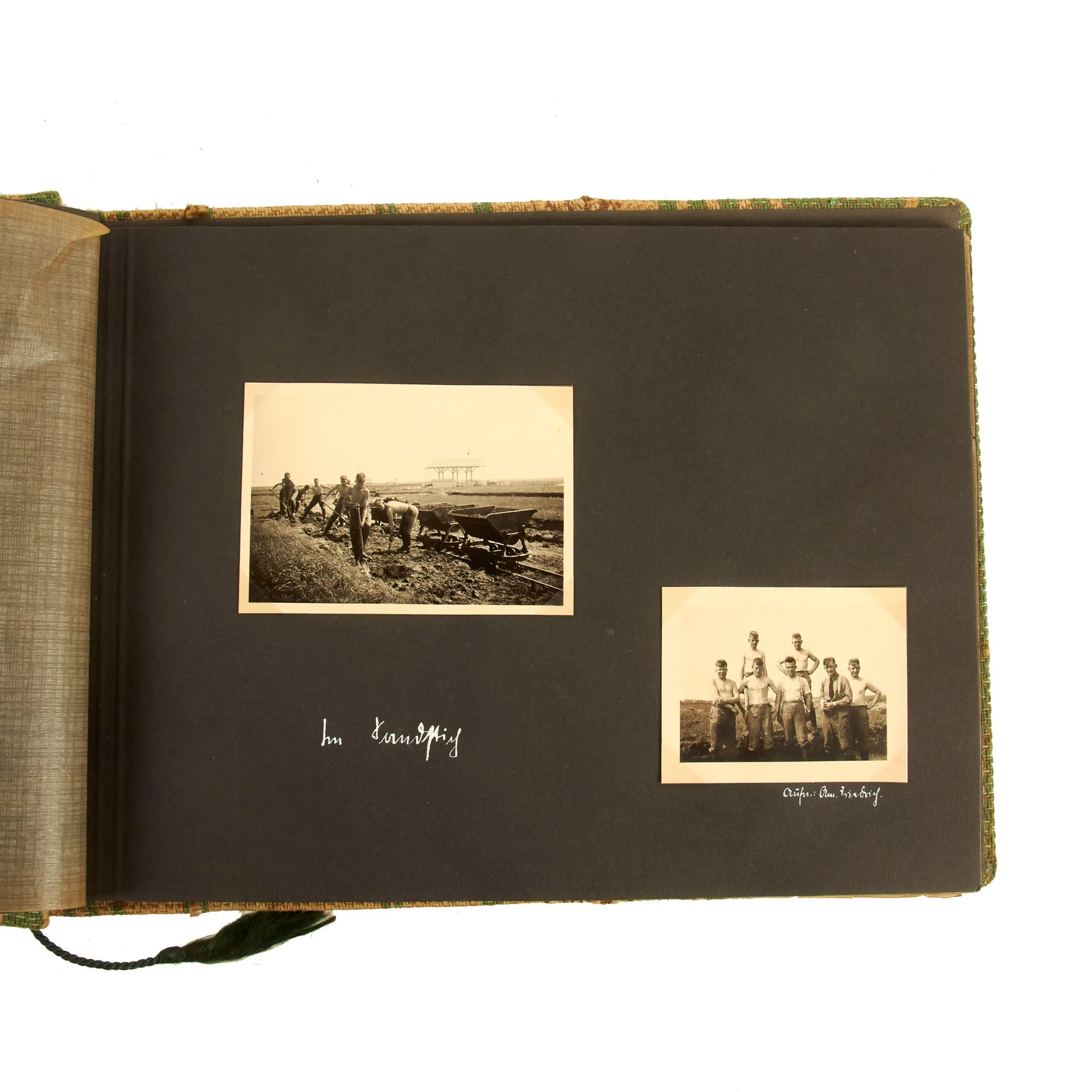 Original German WWII RAD Labor Corps Photo Album with Portrait & Membership Book - 63 Photos