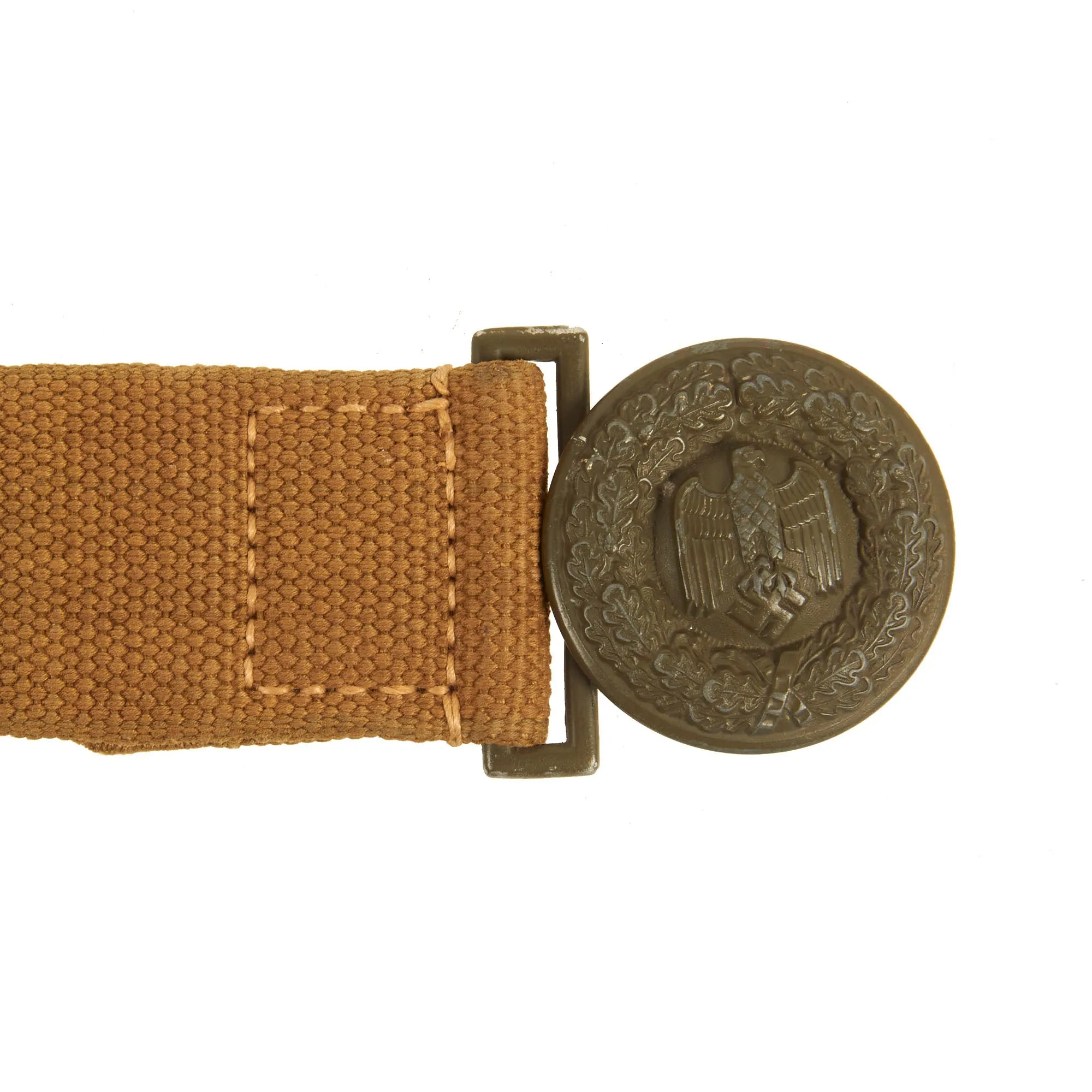 Original German WWII Rare Heer Army Officer's Tropical Afrikakorps DAK Web Belt with Buckle