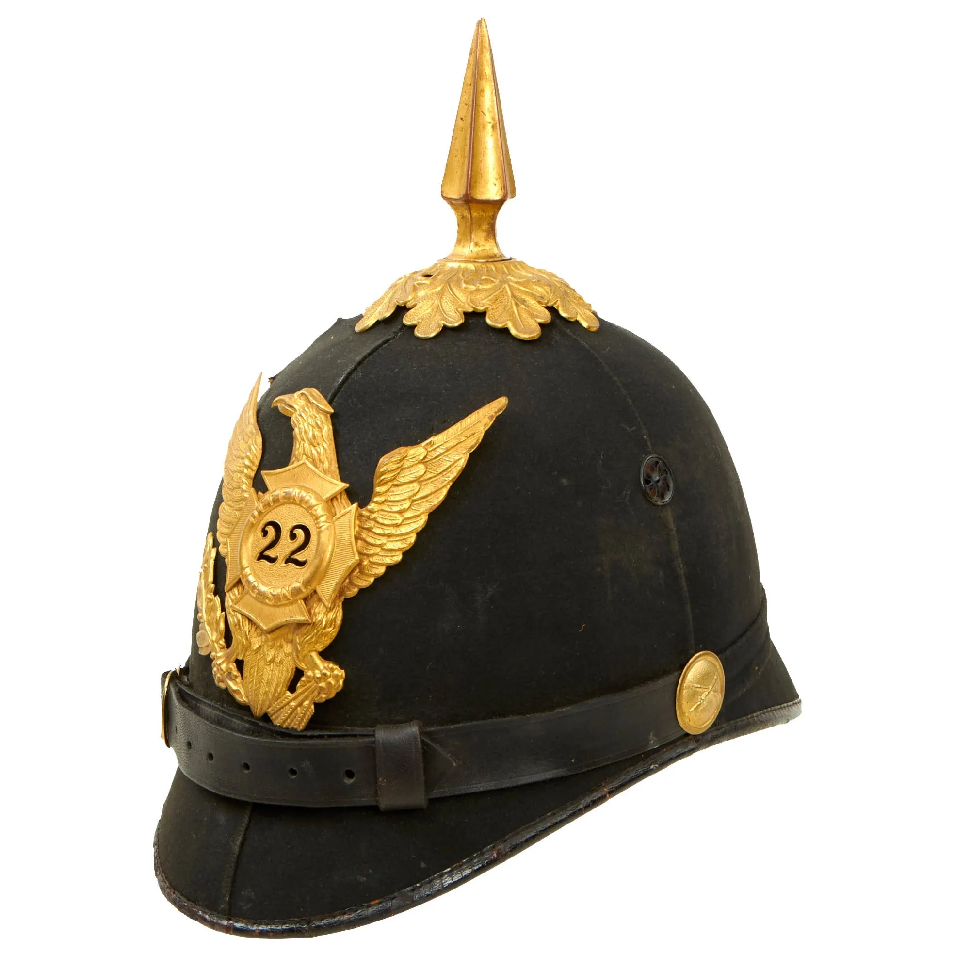 Original U.S. 22nd New York State National Guard Model 1881 Infantry Dress Spiked Pith Helmet by Ridabock & Co.