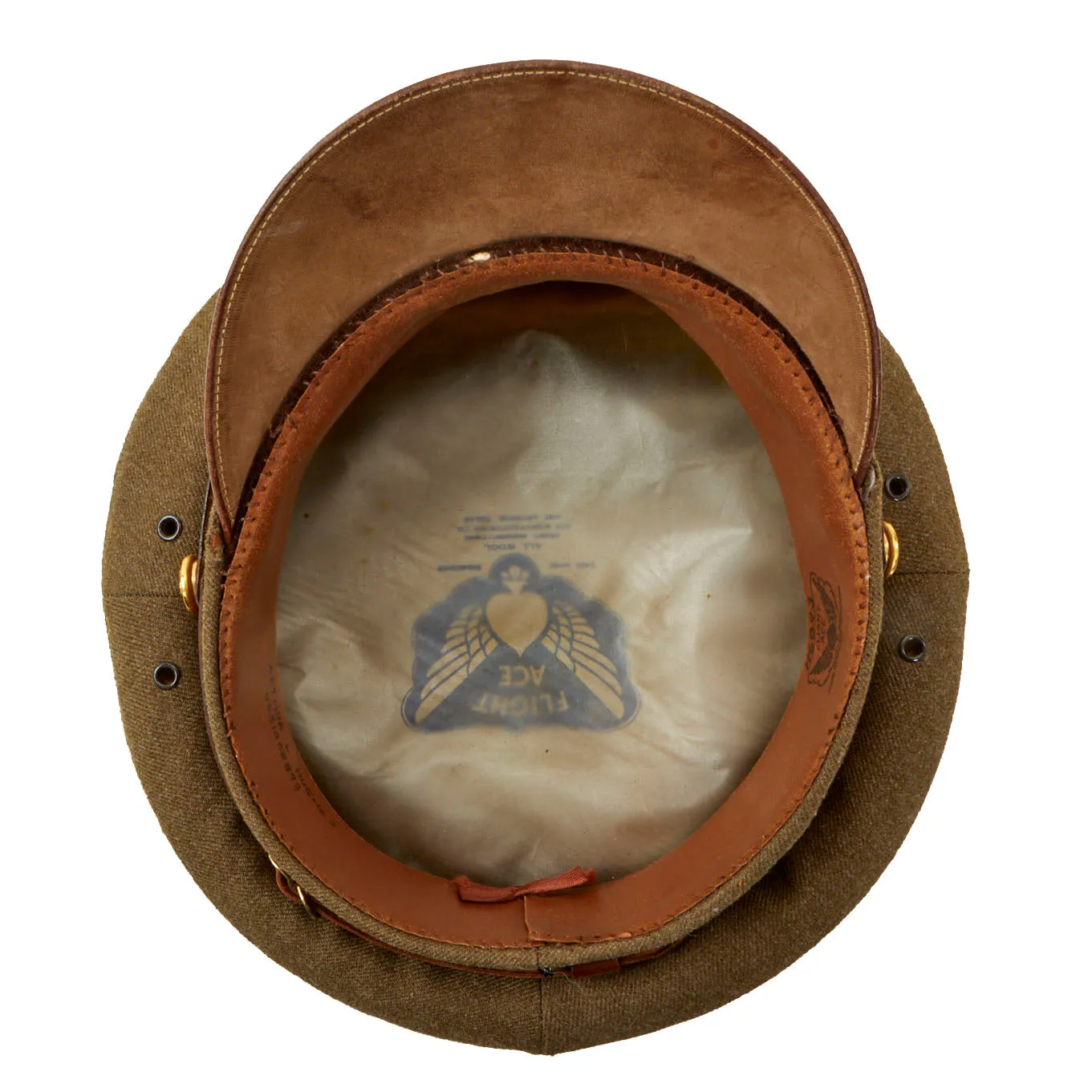 Original U.S. Korean War Army Officer Visor By Ace Manufacturing Company - Named To Arthur L. Hughes