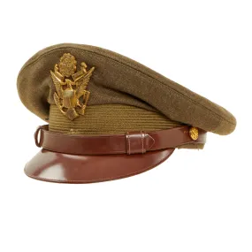 Original U.S. Korean War Army Officer Visor By Ace Manufacturing Company - Named To Arthur L. Hughes