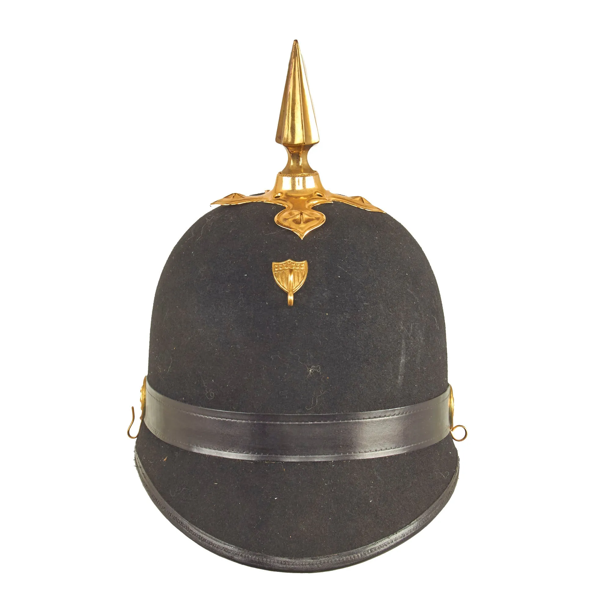 Original U.S. Marine Corps Model 1892 Officer's Dress Spiked Helmet Fittings on Later Made Helmet Body