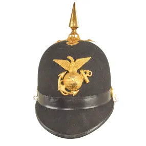 Original U.S. Marine Corps Model 1892 Officer's Dress Spiked Helmet Fittings on Later Made Helmet Body